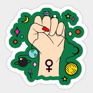 Women with Universe in Hands Sticker